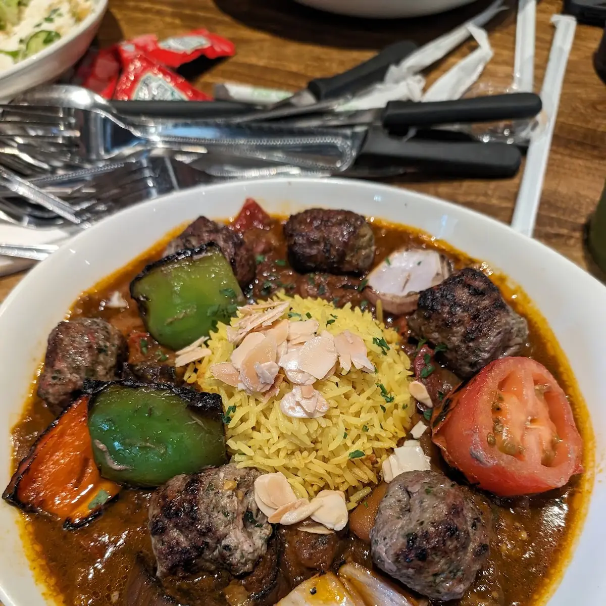 Eggplant with Beef Kebab Platter