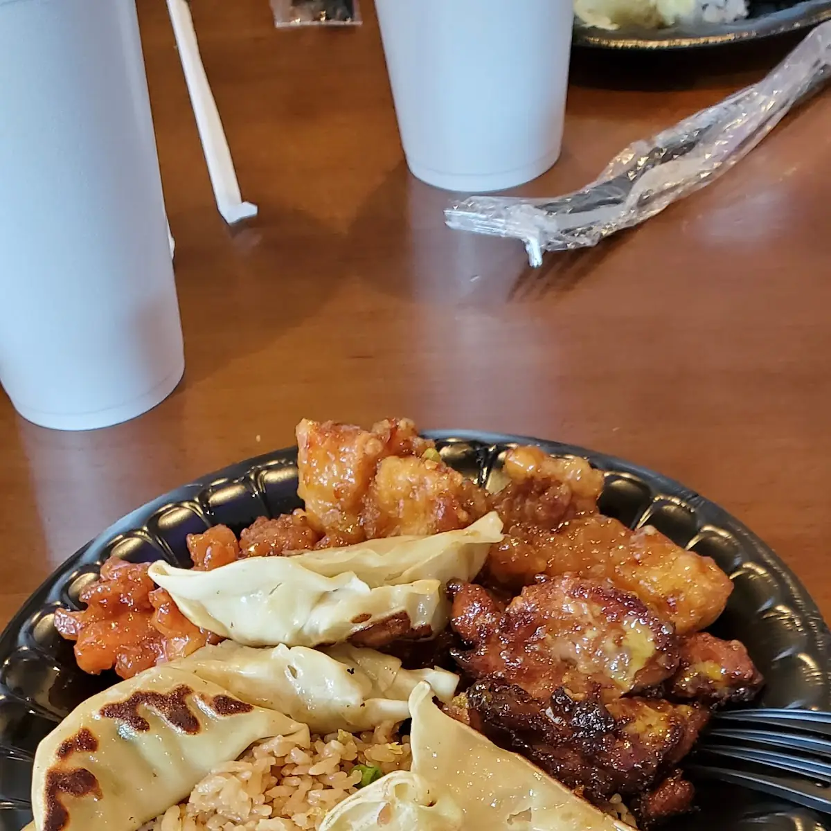 Dish with Teriyaki Chicken Fried Dumplings and More