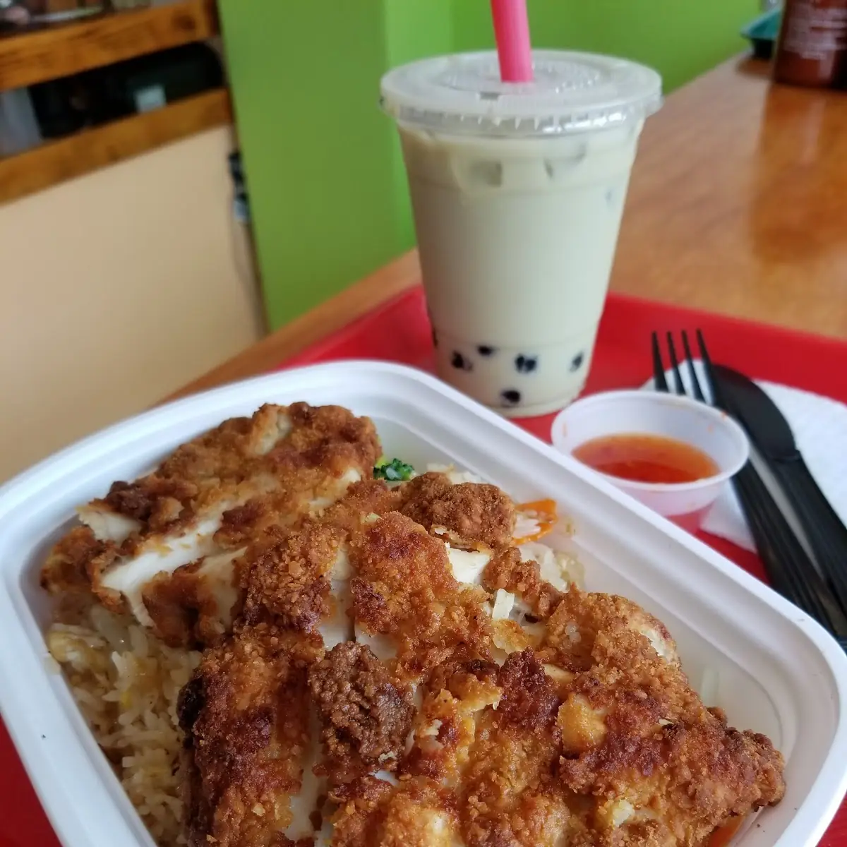 Crispy Chicken Breast over Rice