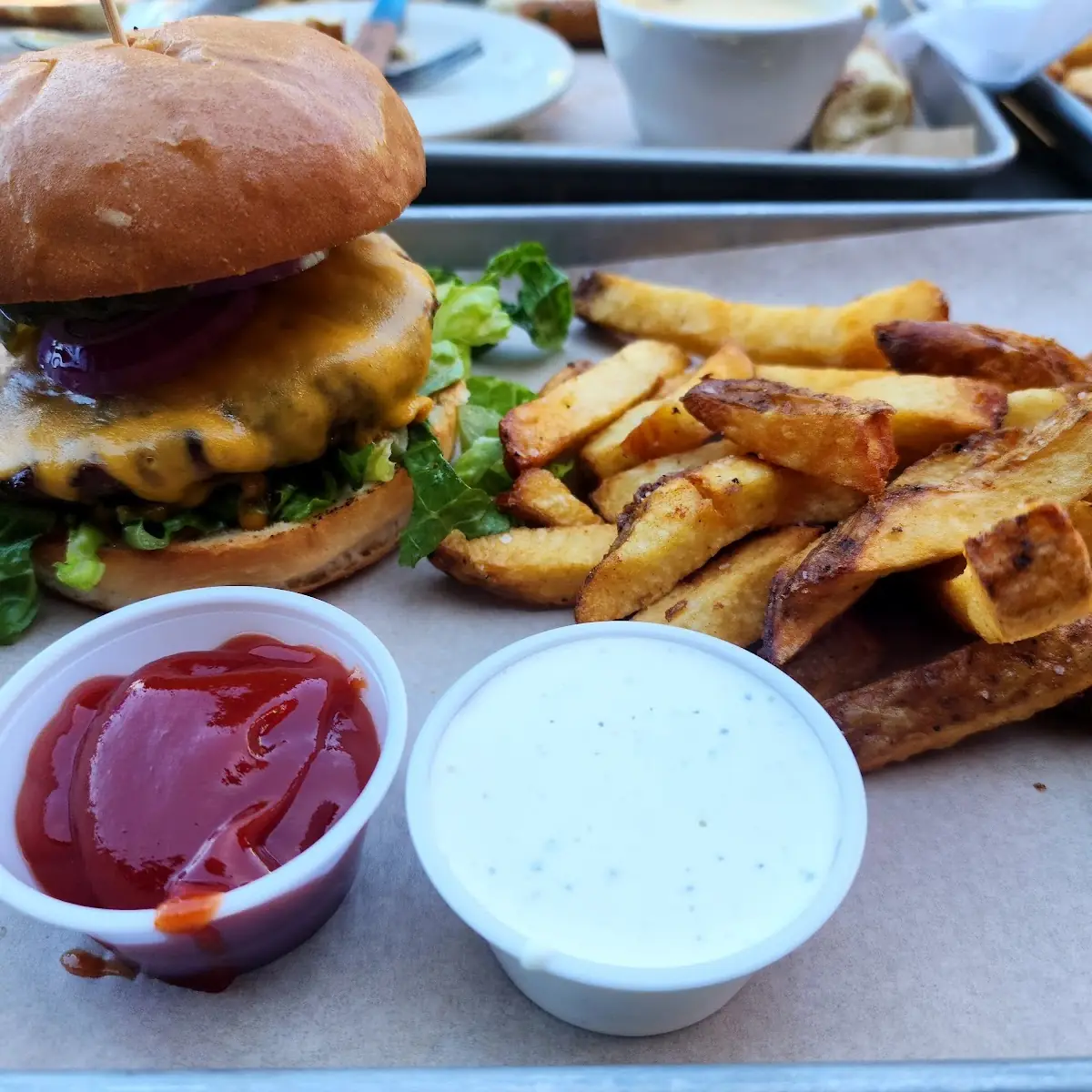 Candy Blue Cheese Burger and Fries