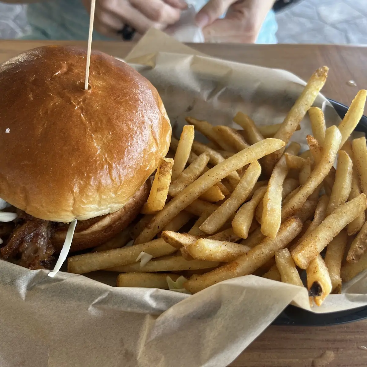 Pulled Pork Sandwich and Fries