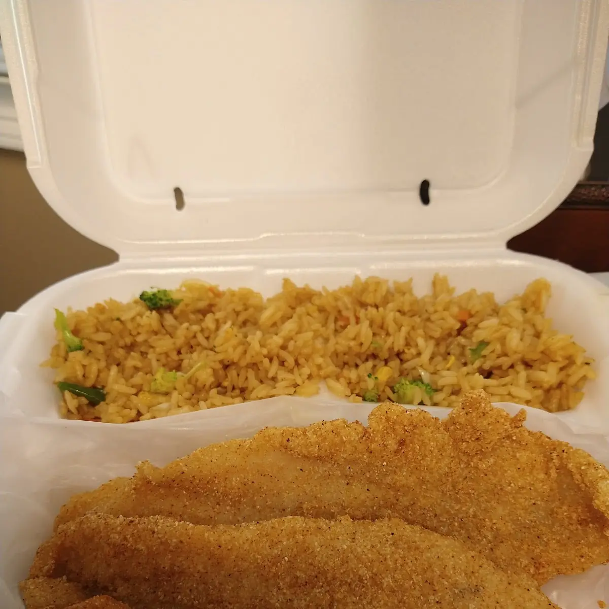 Fried Catfish with Vegetable Fried Rice