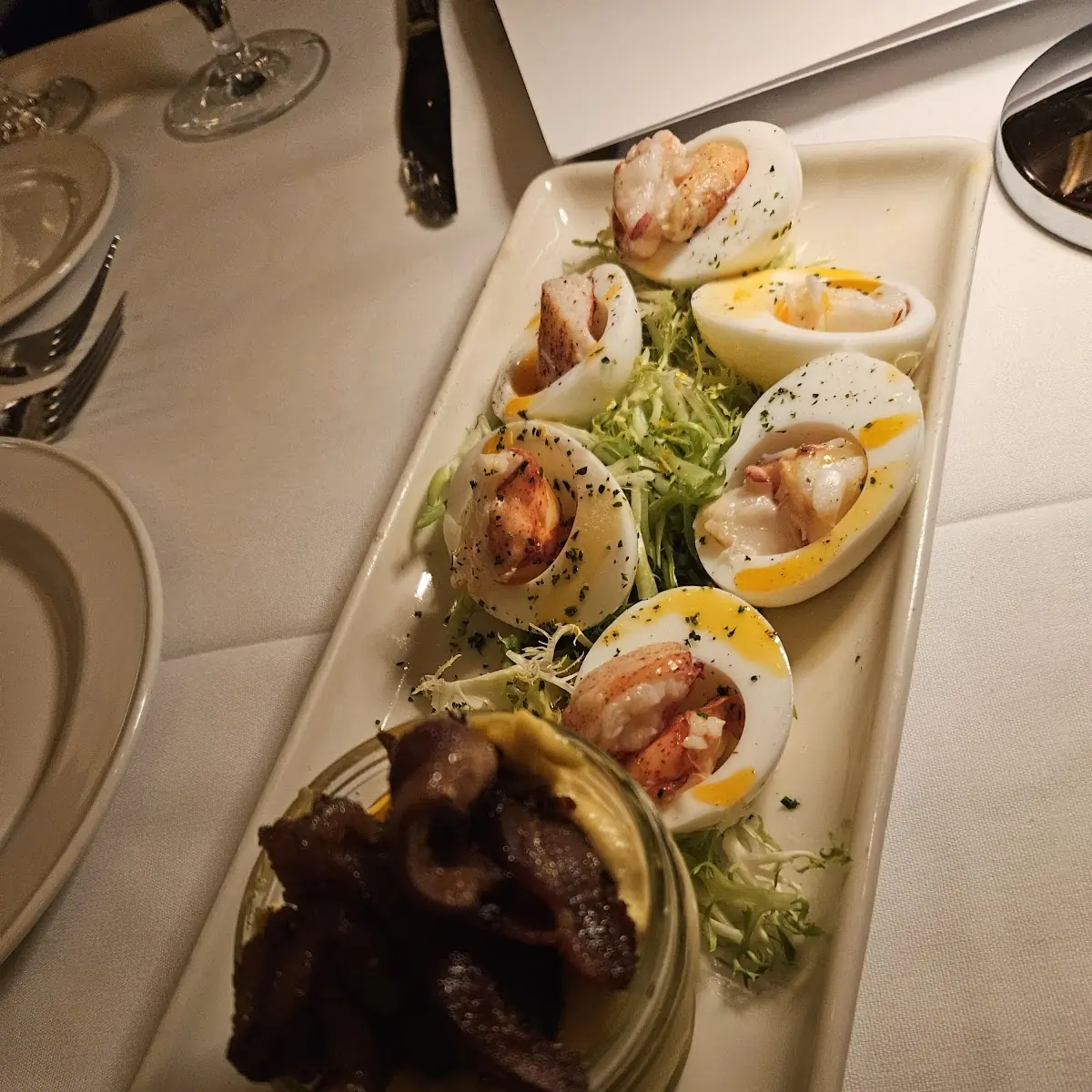 Lobster Deviled Eggs with Bacon