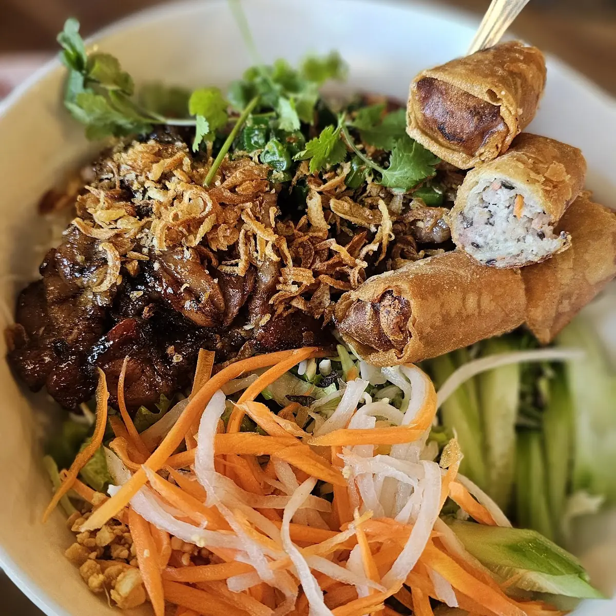 Grilled Pork & Crispy Rolls Vermicelli Noodles