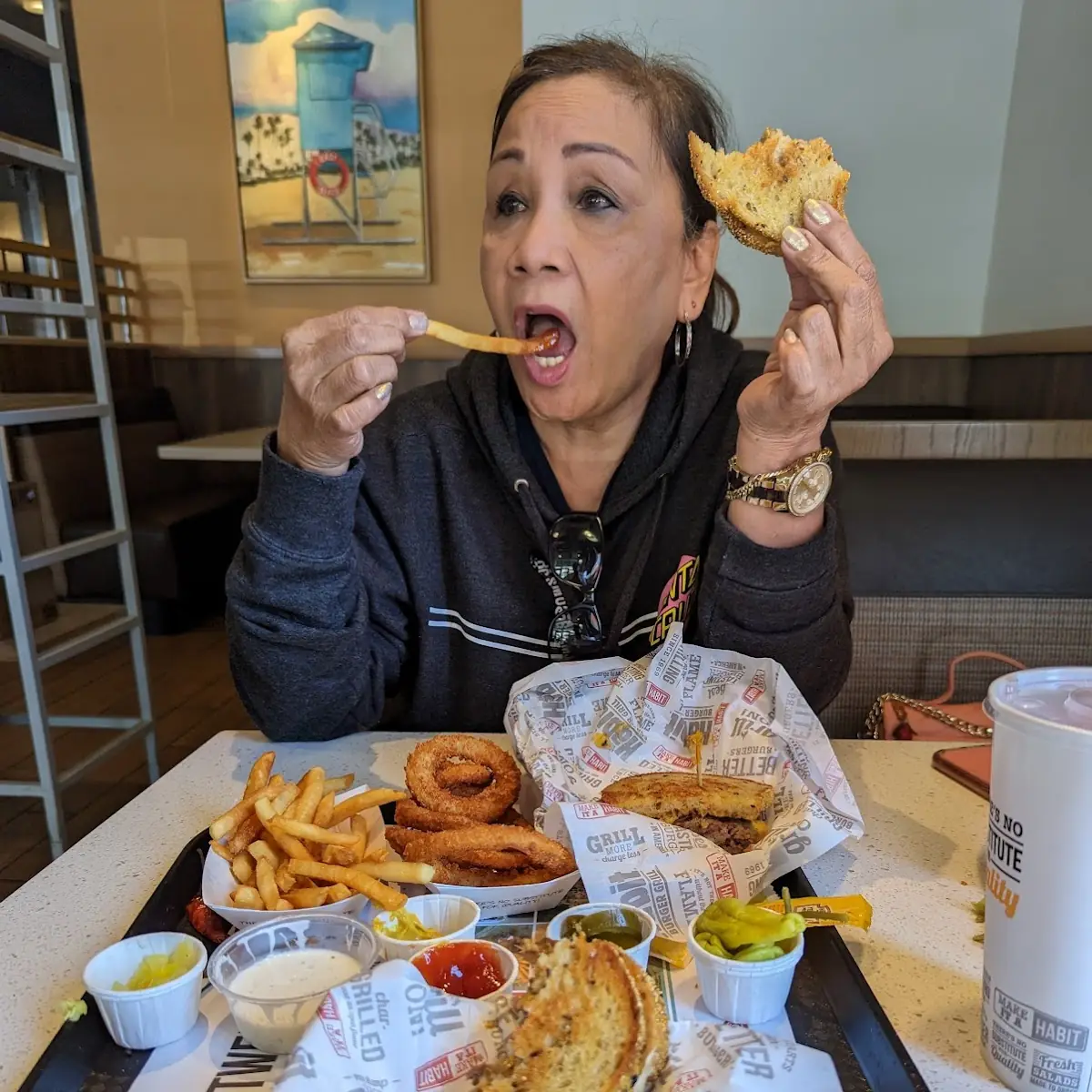 Patty Melt Onion Rings and Garlic Fries
