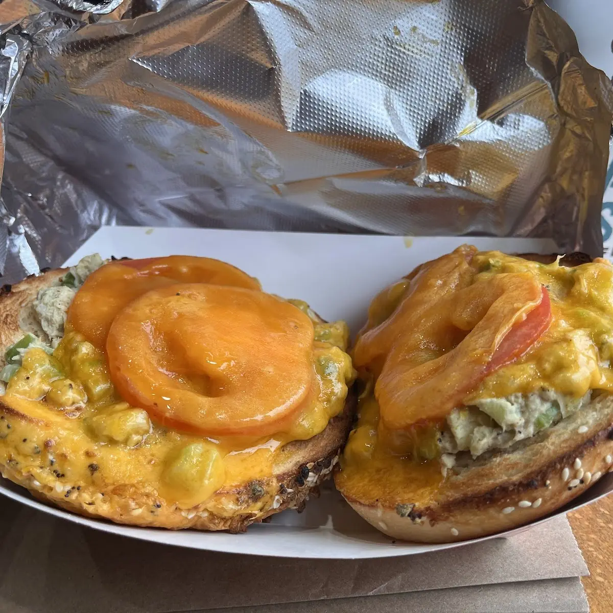 Bagel Tuna Melt with Cheese & Tomato