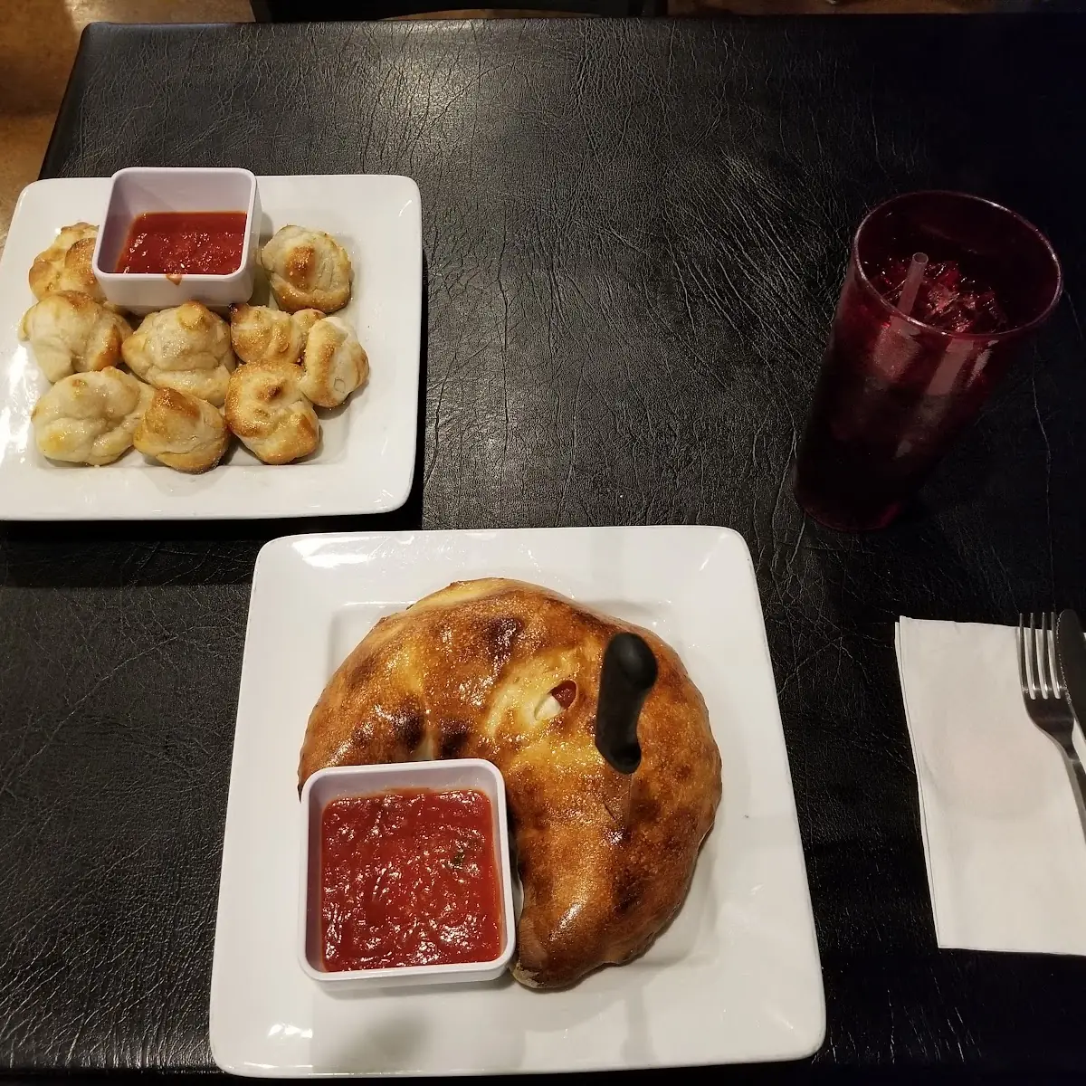 Cheese & Pepperoni Calzone with Garlic Knots