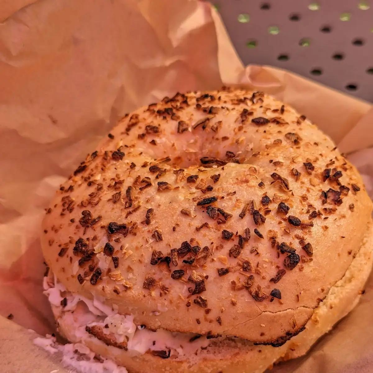 Onion Bagel with Cream Cheese