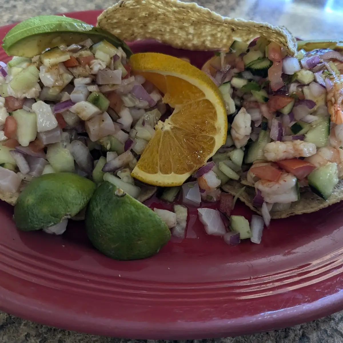 Shrimp and Fish Ceviche Tostadas