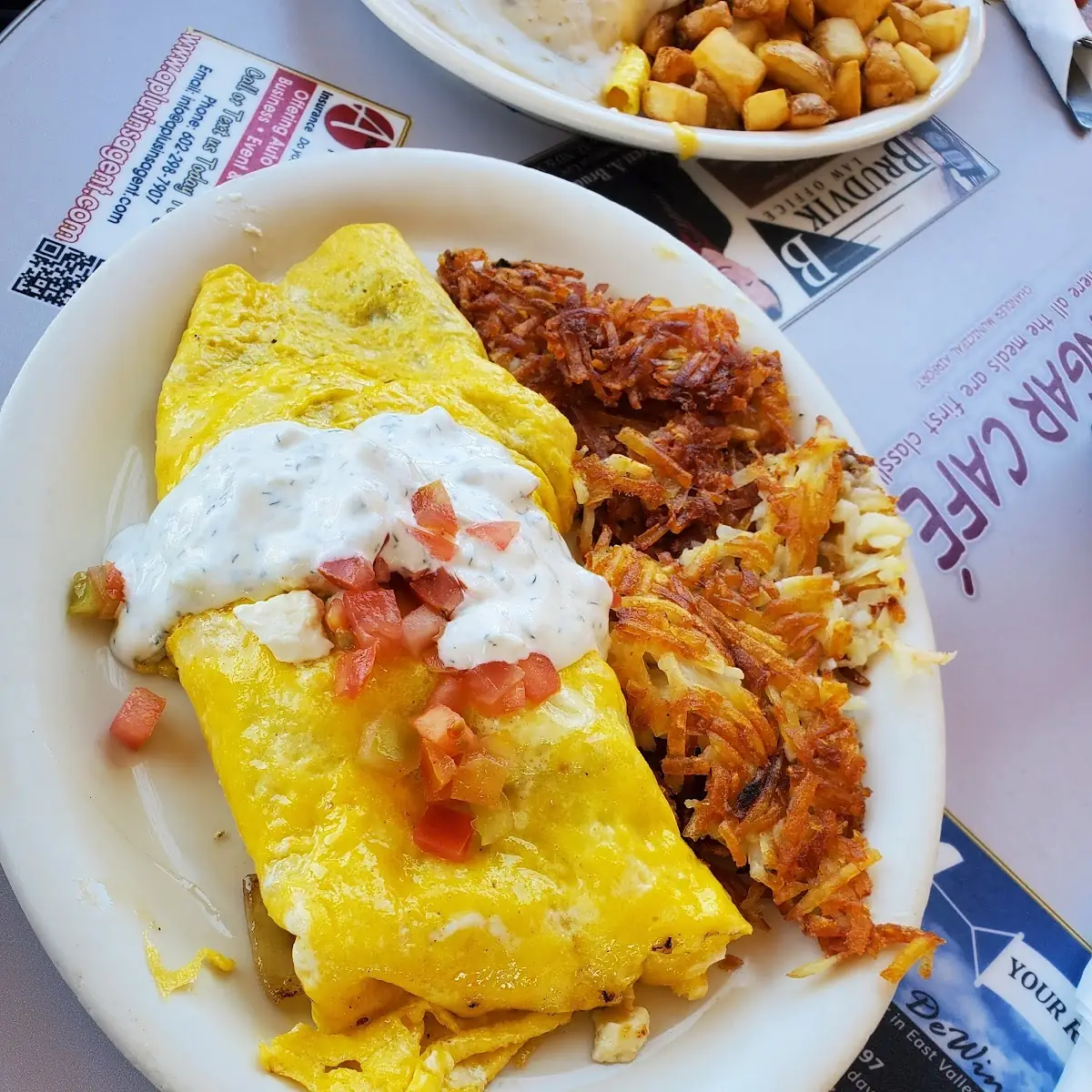 Omelette and Hash Browns