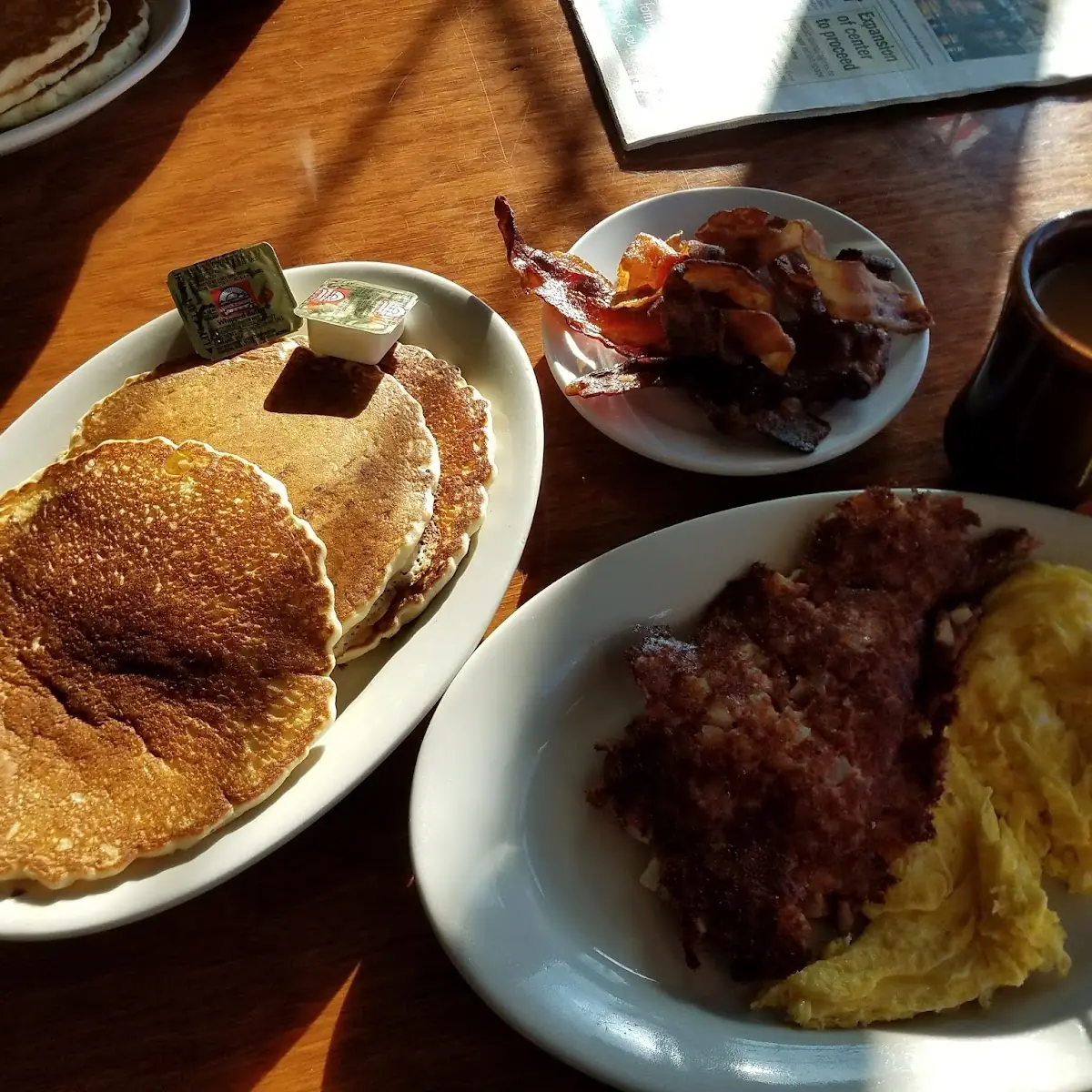 Silver Dollar Pancakes with Bacon or Sausage