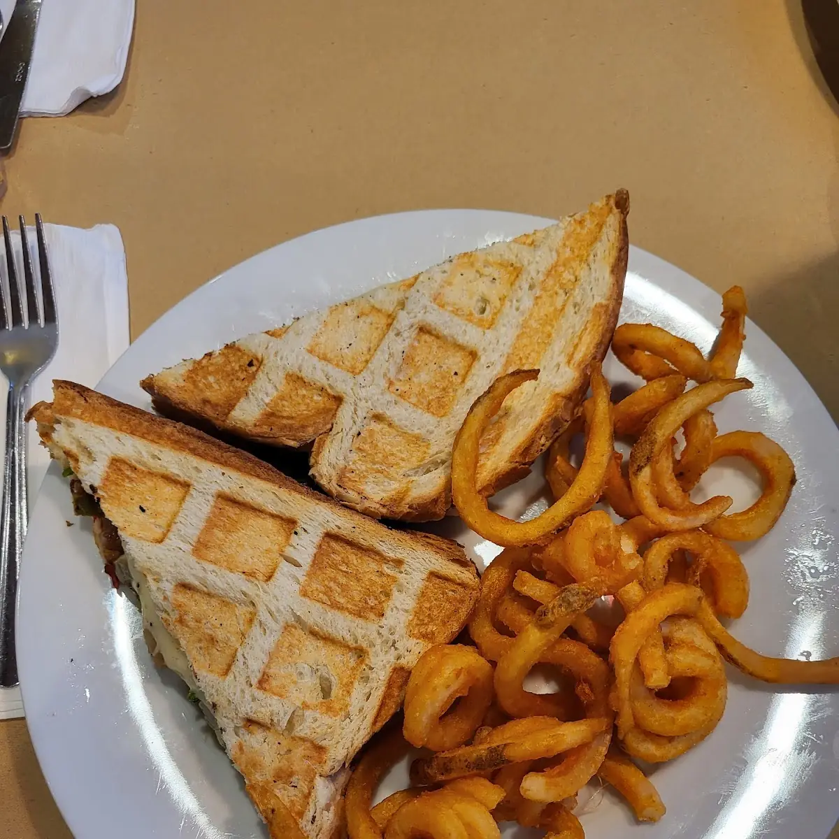 Spinach Pie Waffle Grilled Cheese and Fries