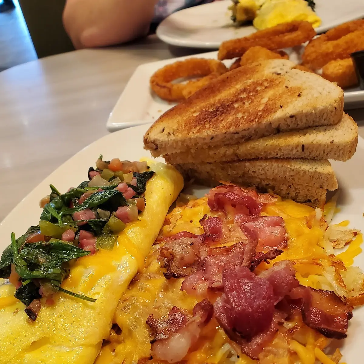 Everything Omelette with Hash Browns