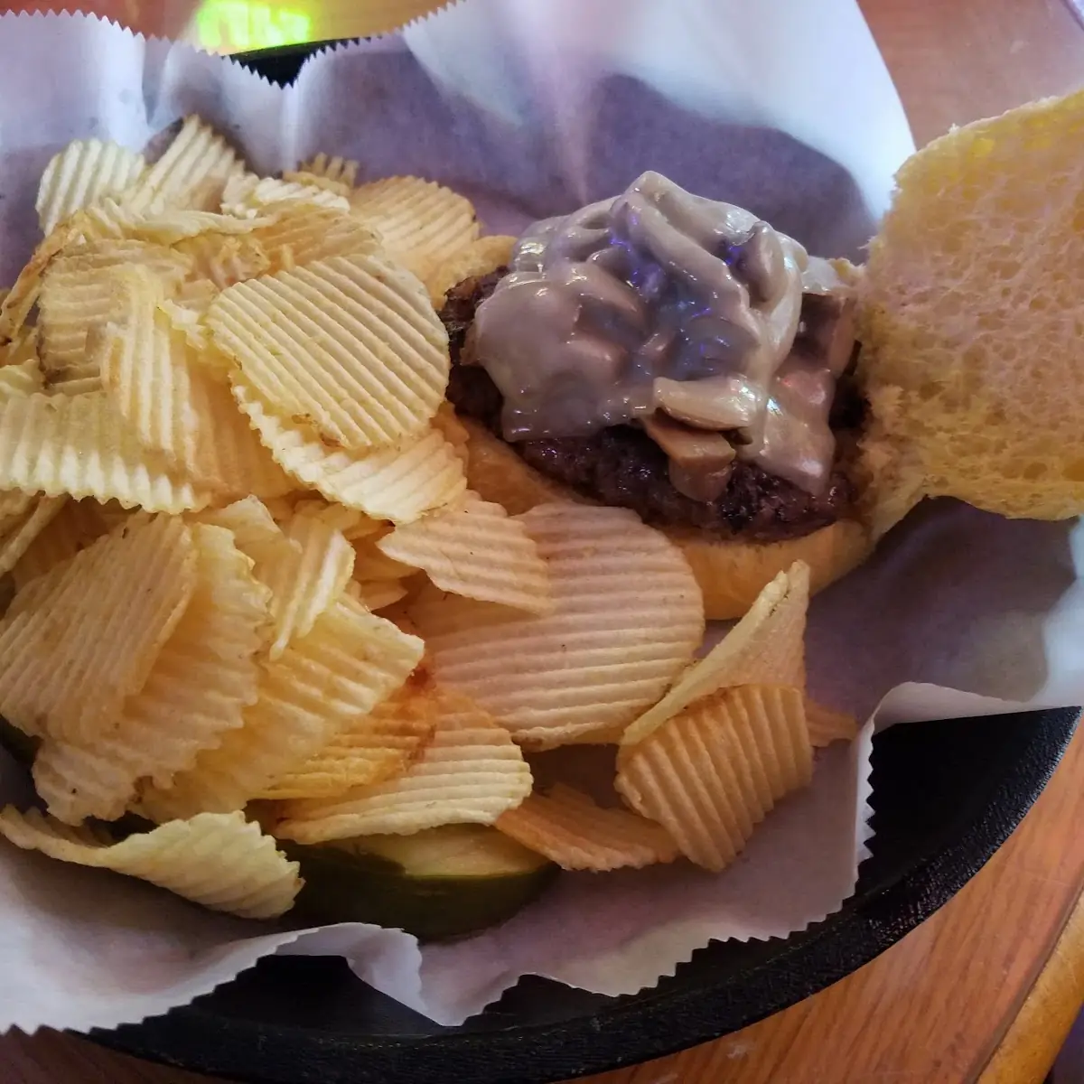 Swiss Burger with Chips