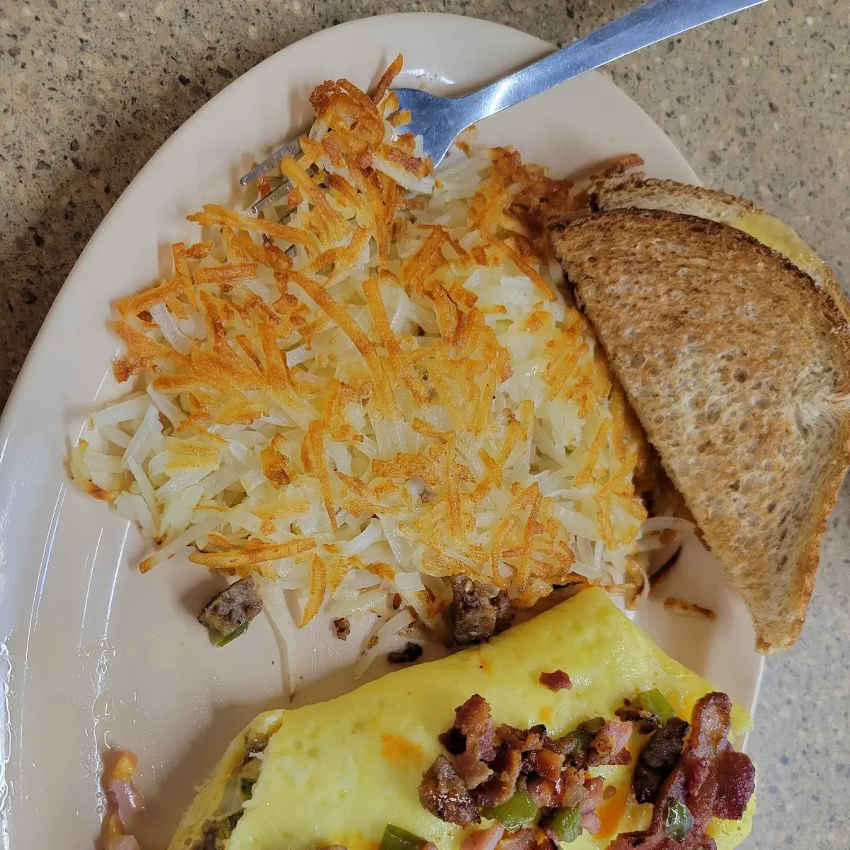 Omelet and Hash Browns