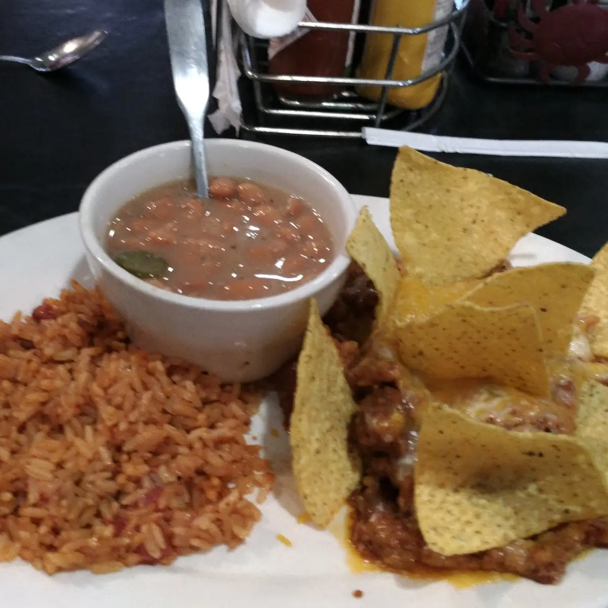 Enchilada Casserole with Refried Beans or Rice