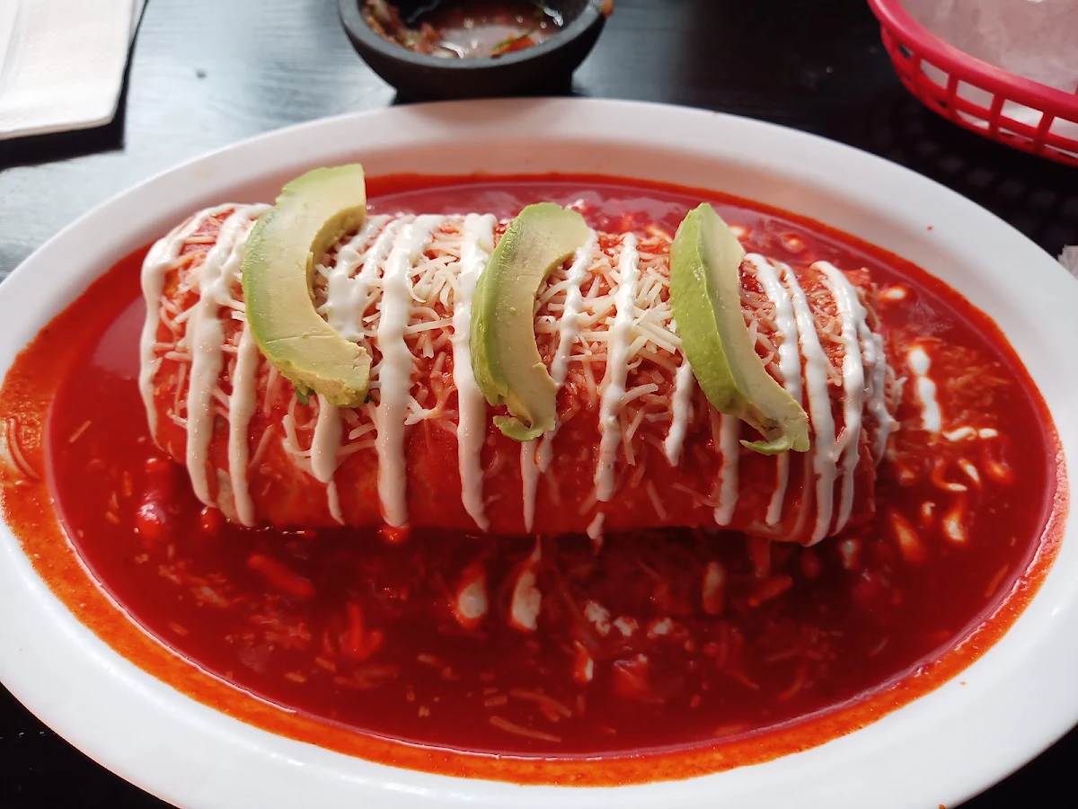 Wet Burrito with Avocado Slices