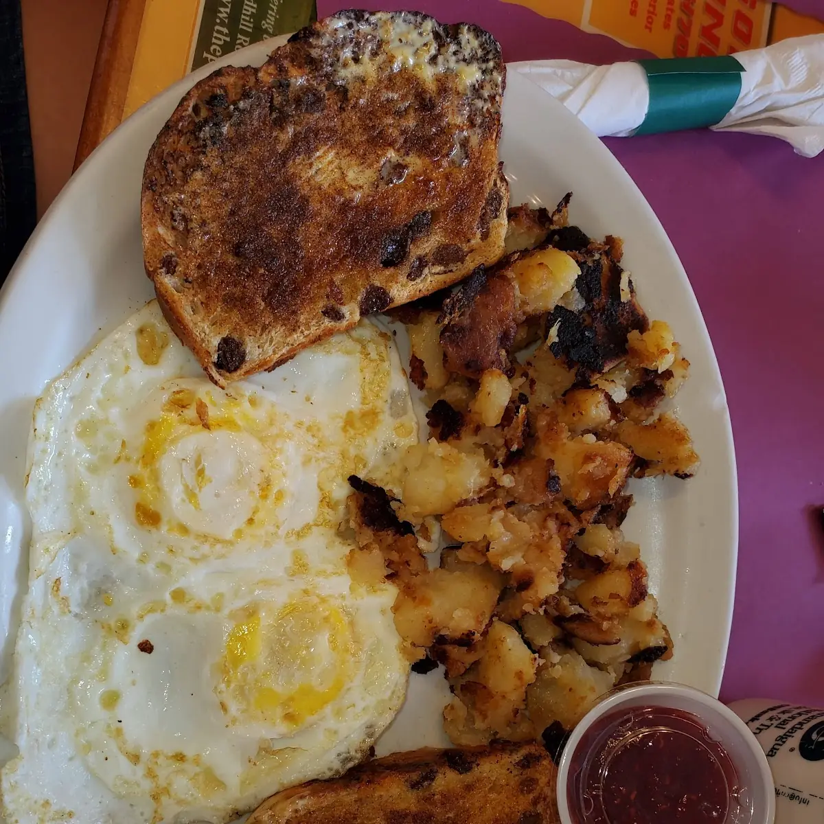 2 Eggs Sunny over Medium Hash Browns