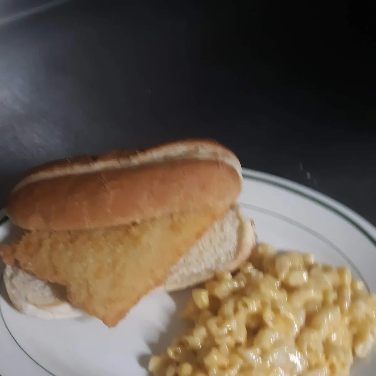 Fish Sandwich and Mac and Cheese