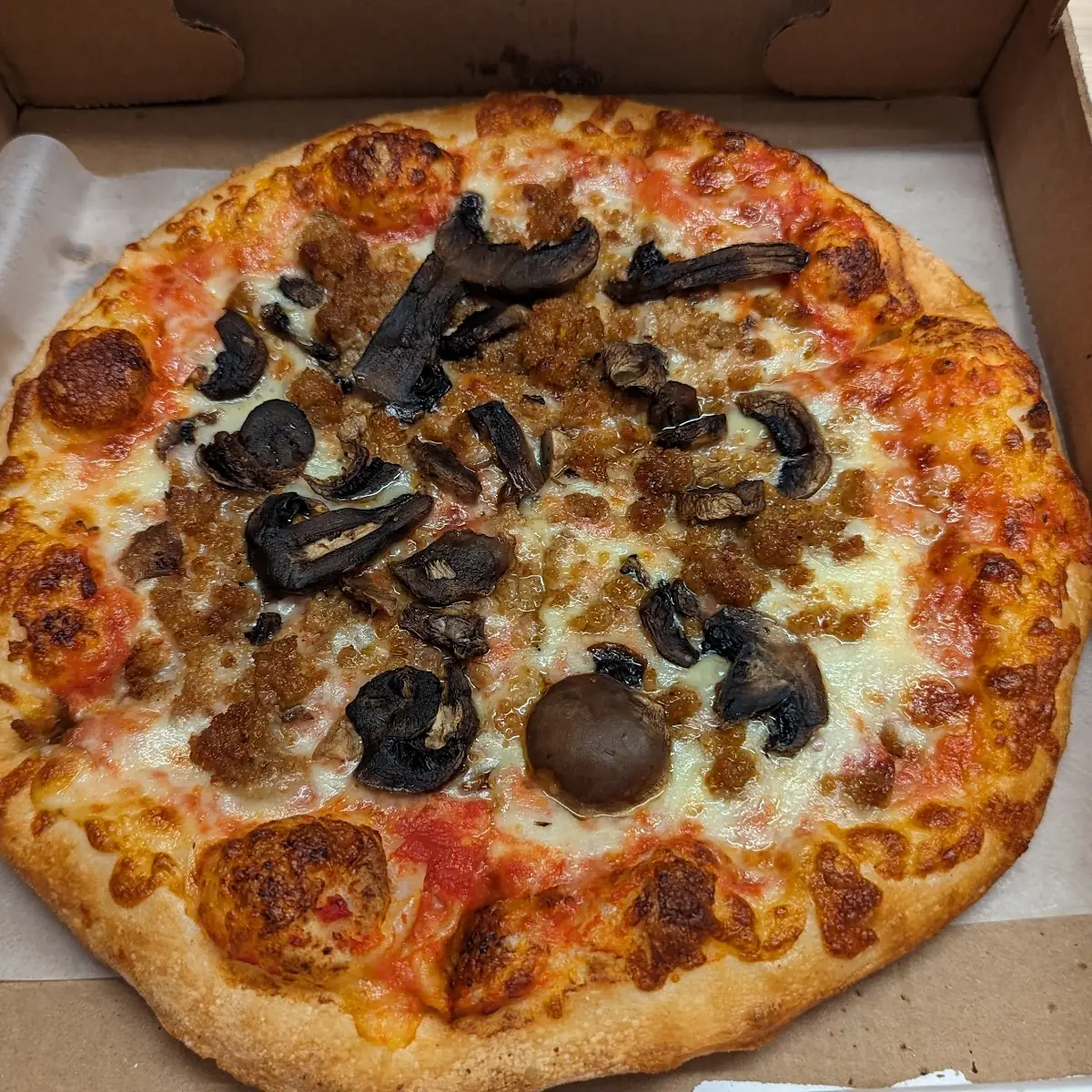 Mushroom and Sausage Pizza