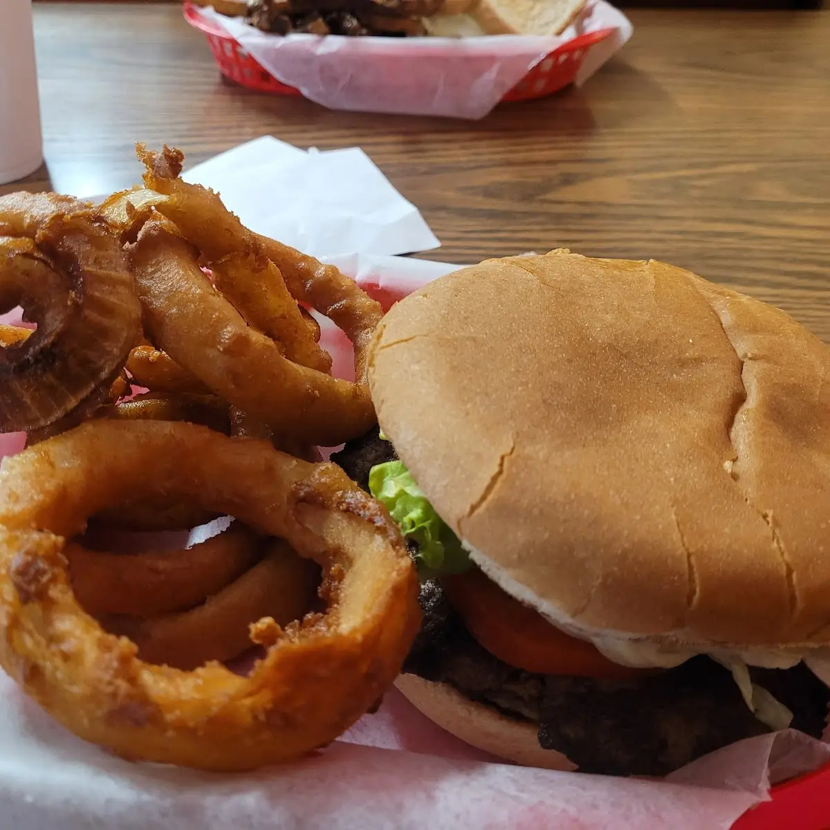 Hamburger and Onion Rings