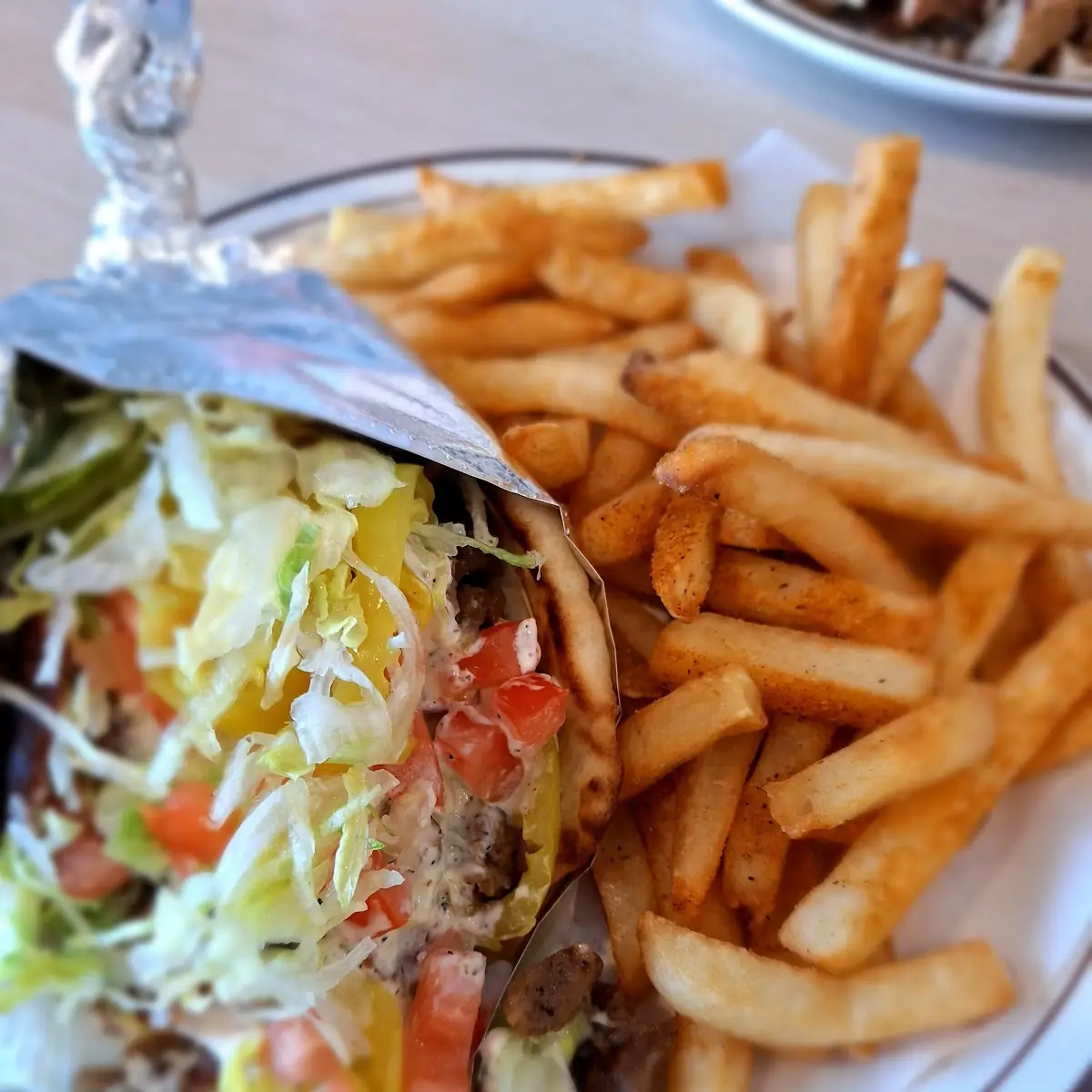 Chicken Gyro on Pita - Platter with Double Salad