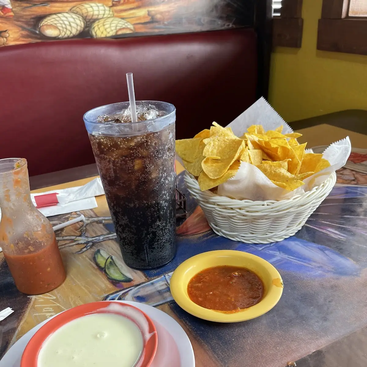 Chips Salsa and Cheese Dip