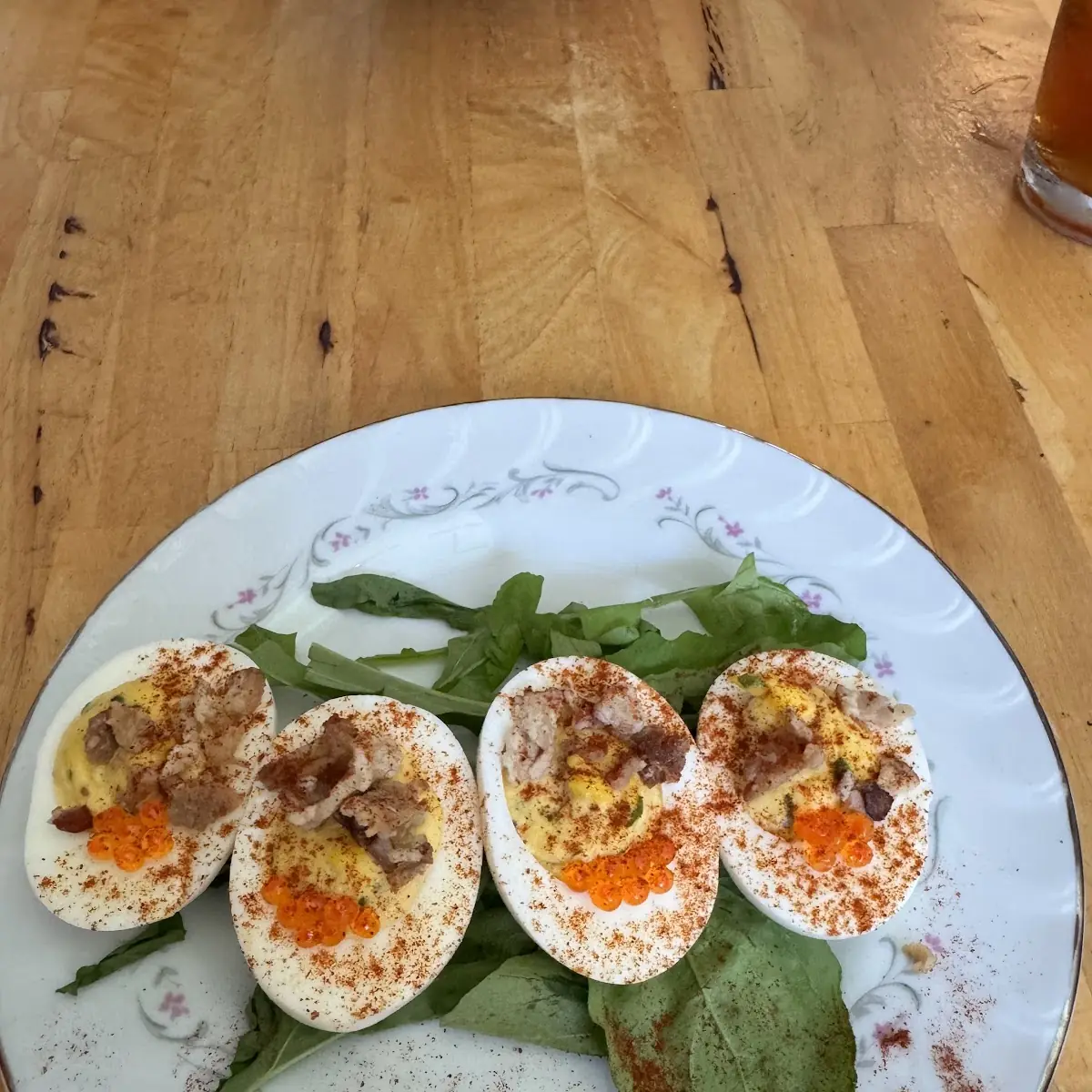 Deviled Eggs with Bacon and Roe