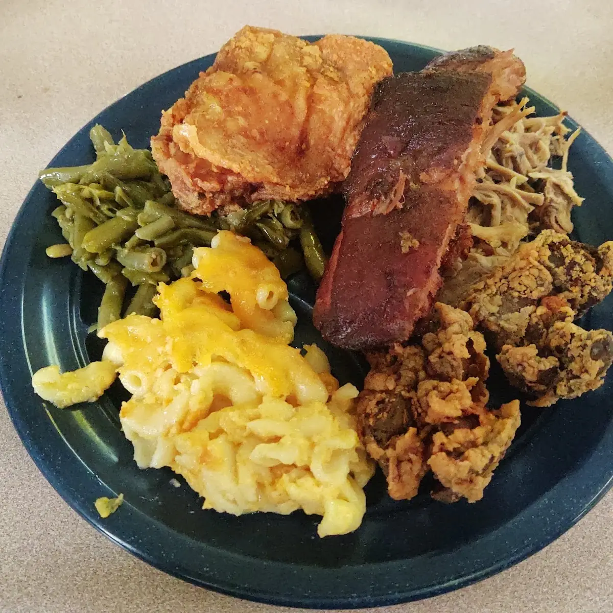 Fried Chicken Chicken Livers Mac and Cheese Green Beans