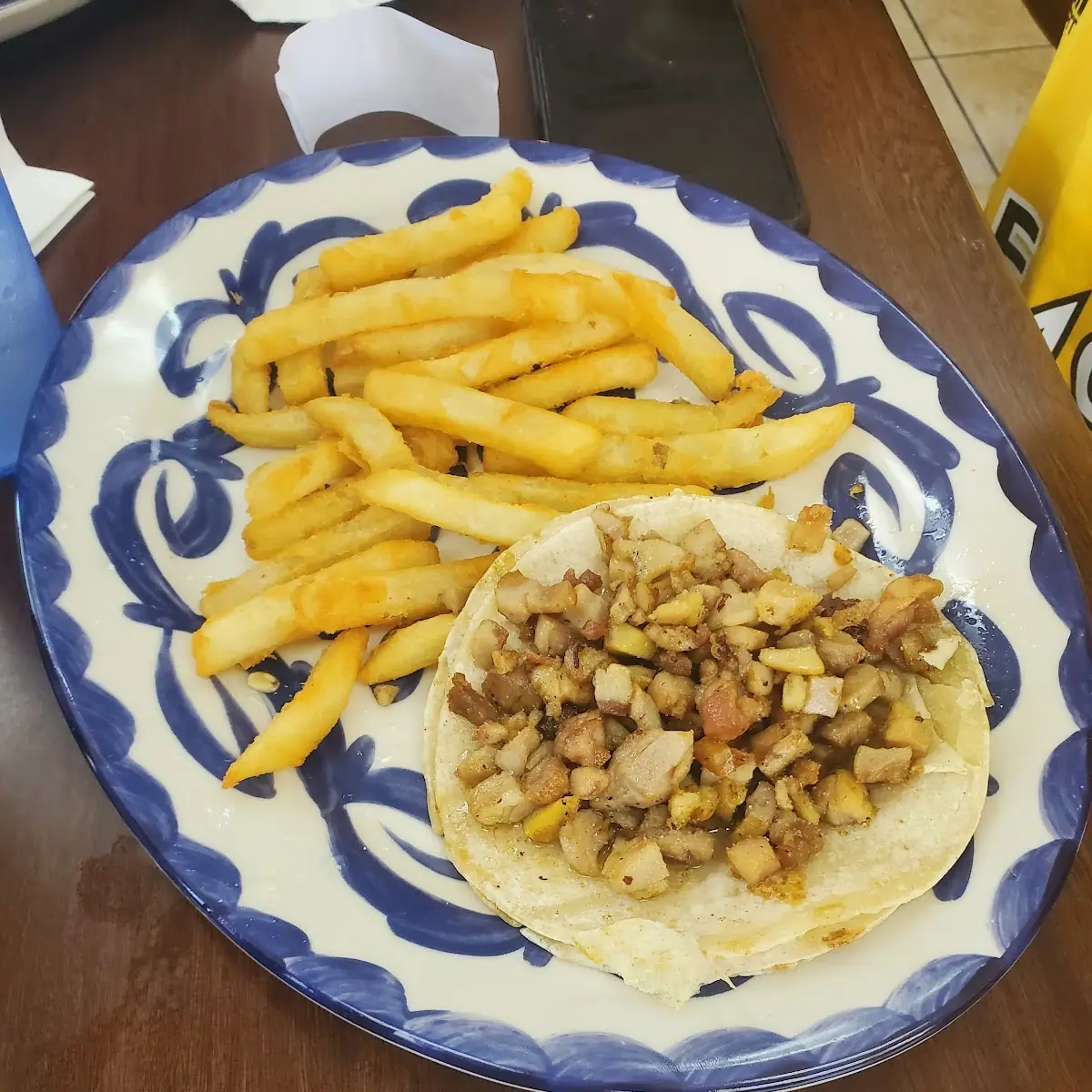 Chicken Taco and Fries