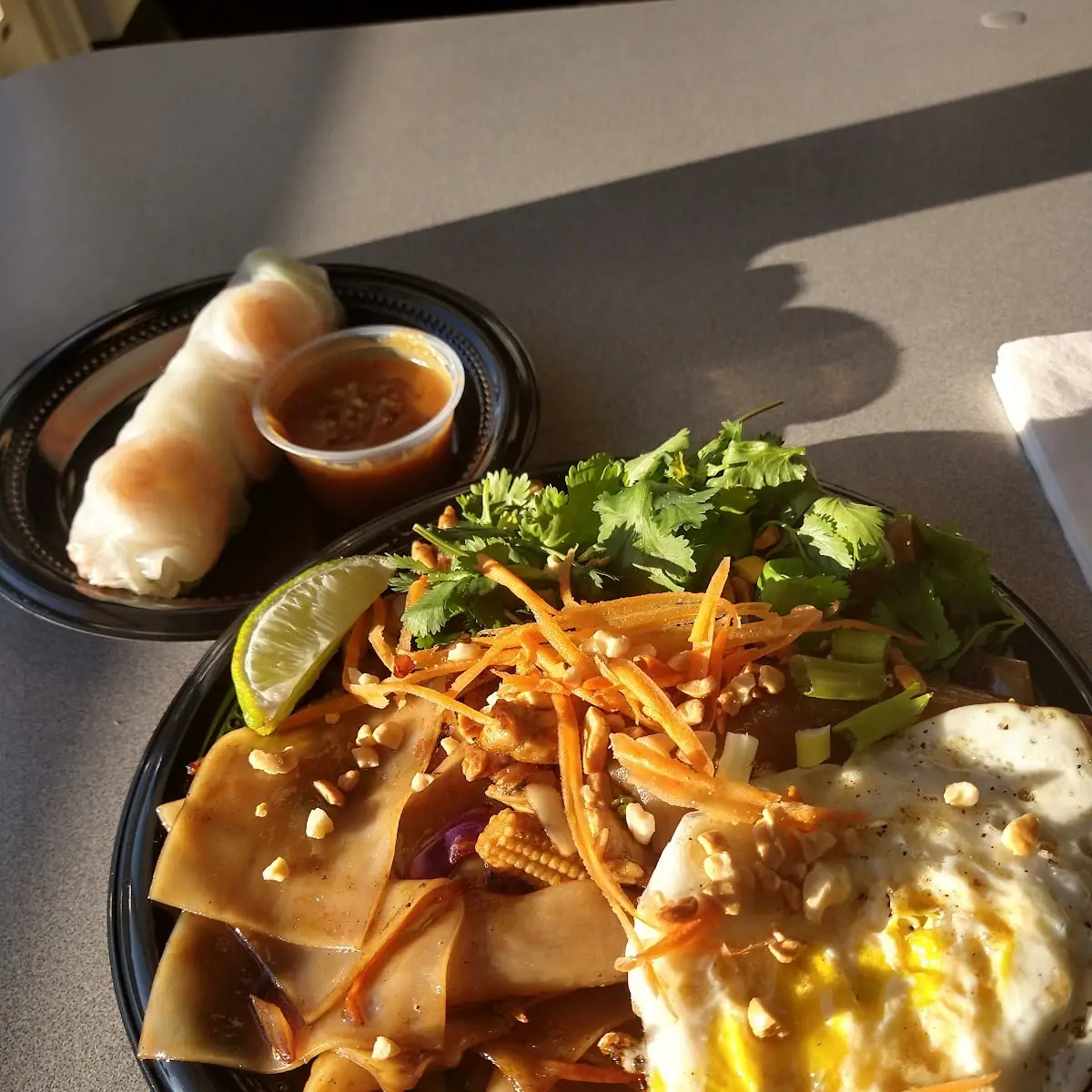 Drunken Noodle with Shrimp Fresh Roll