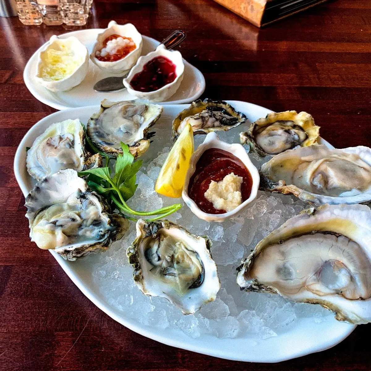 4 Different Raw Oysters on the Half Shell