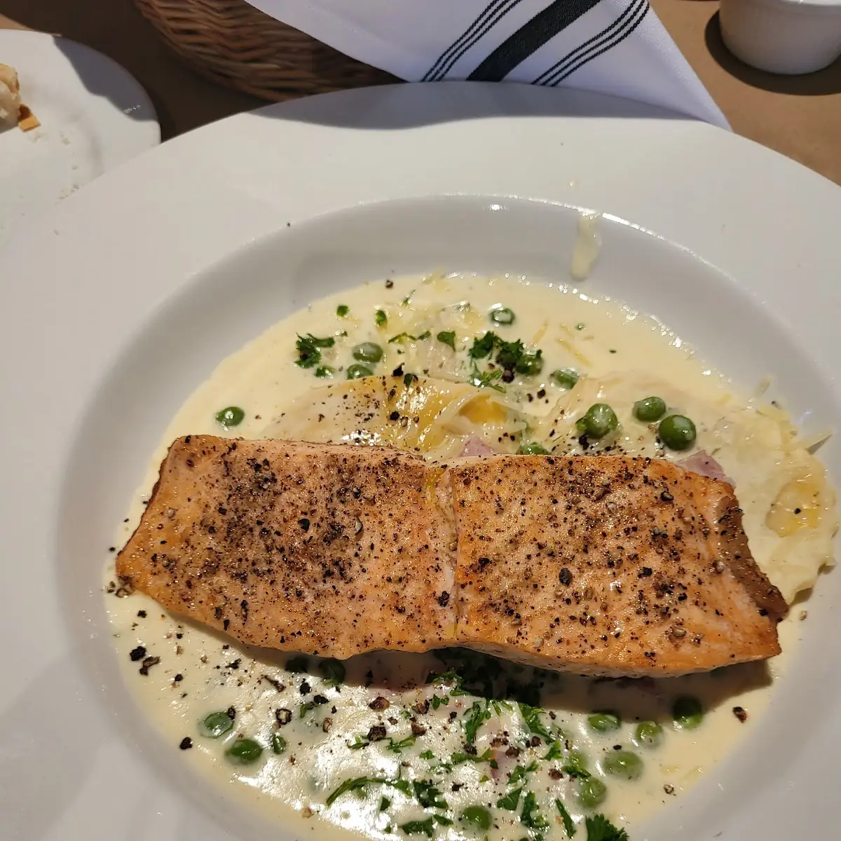 Salmon over Lobster Ravioli