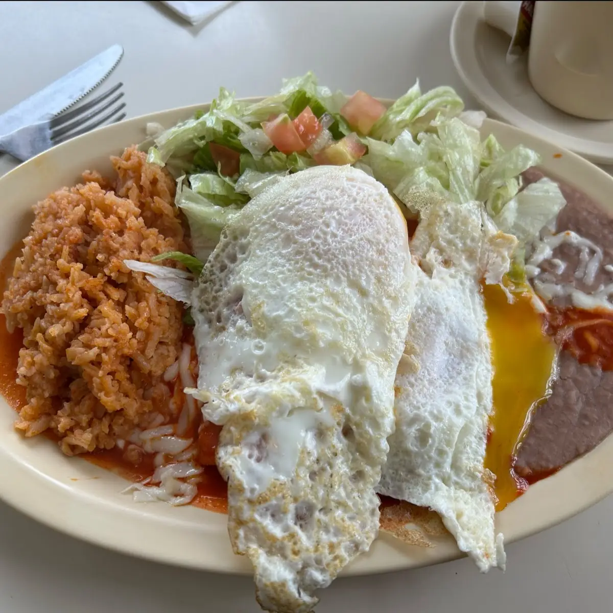 Rice Beans and Salad
