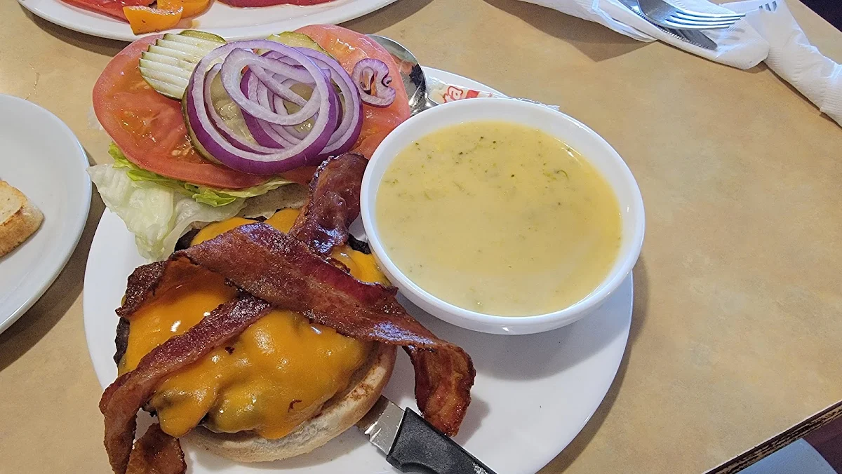 Burger and Broccoli Soup of the Day, Humpty's Big Plate Diner - Yorkton