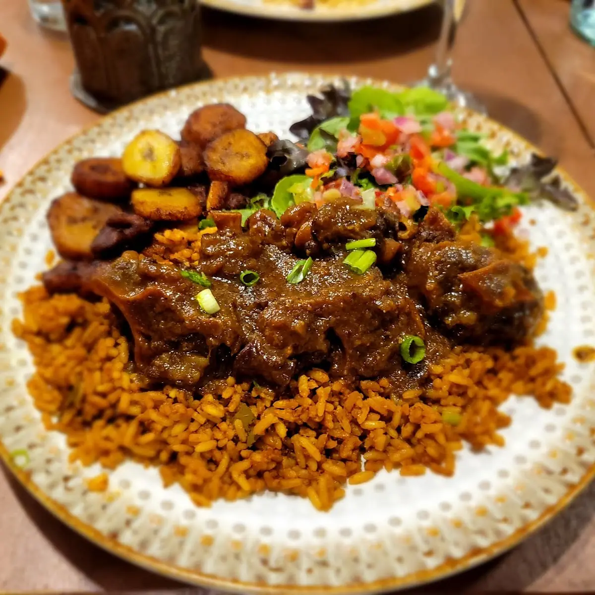 Oxtail with Rice and Plantains