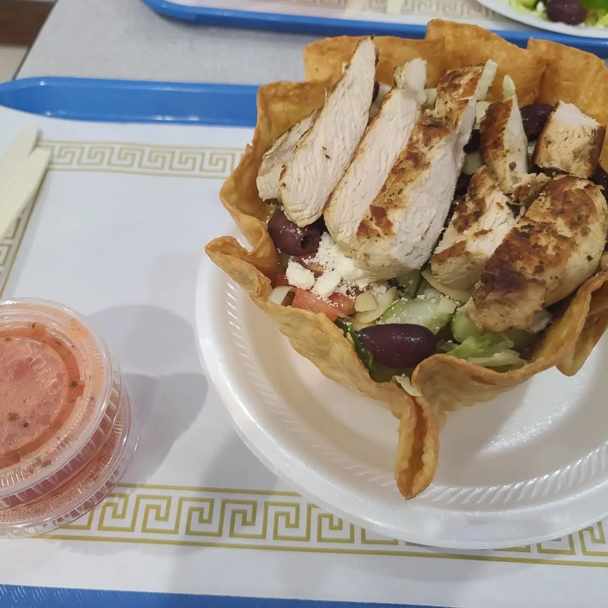 Cranberry Salad with Grilled Chicken in a Fried Flour Shell Bowl
