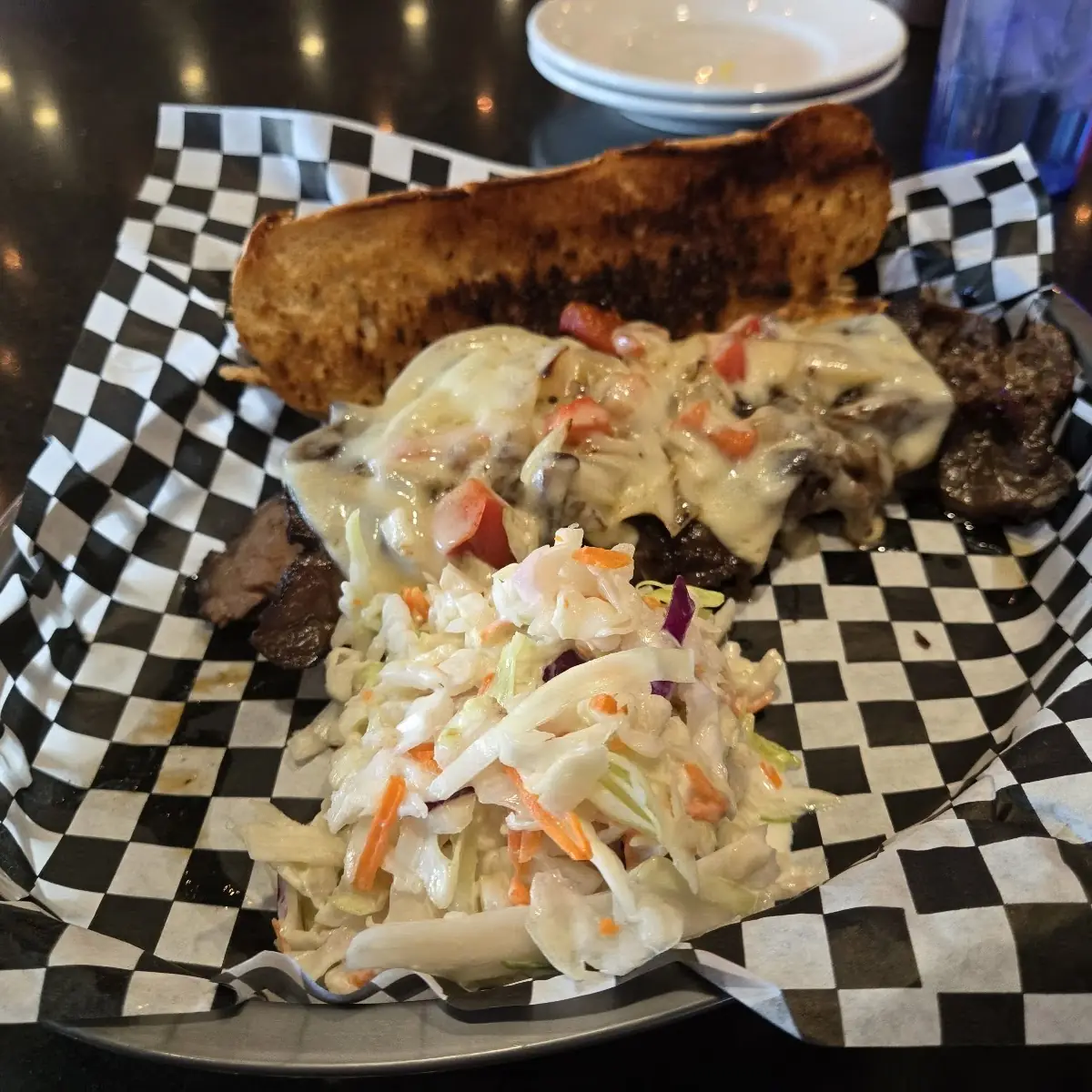 Philly Cheesesteak Sandwich with Cole Slaw