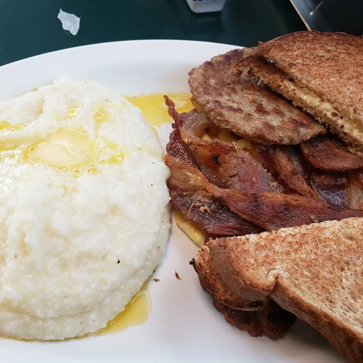 Eggs Bacon Sausage Grits