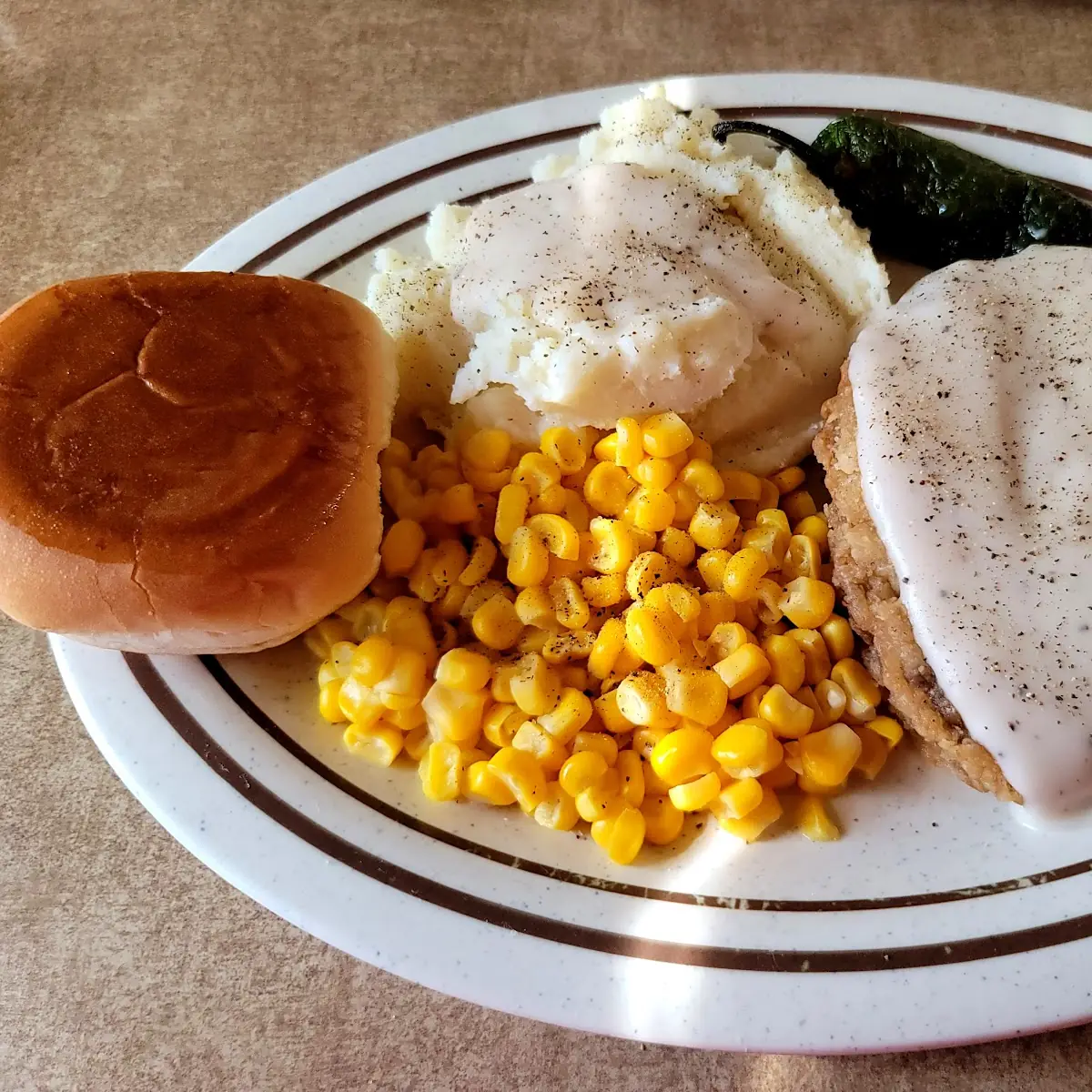 Chicken Fried Steak with Mashed Potatoes and Green Beans