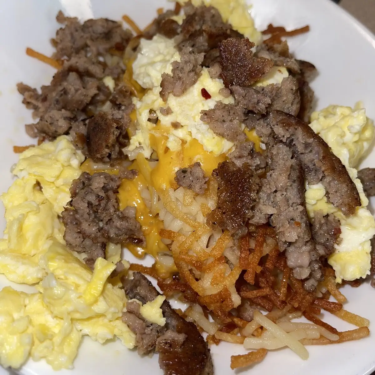 Grits Egg Cheese and Sausage