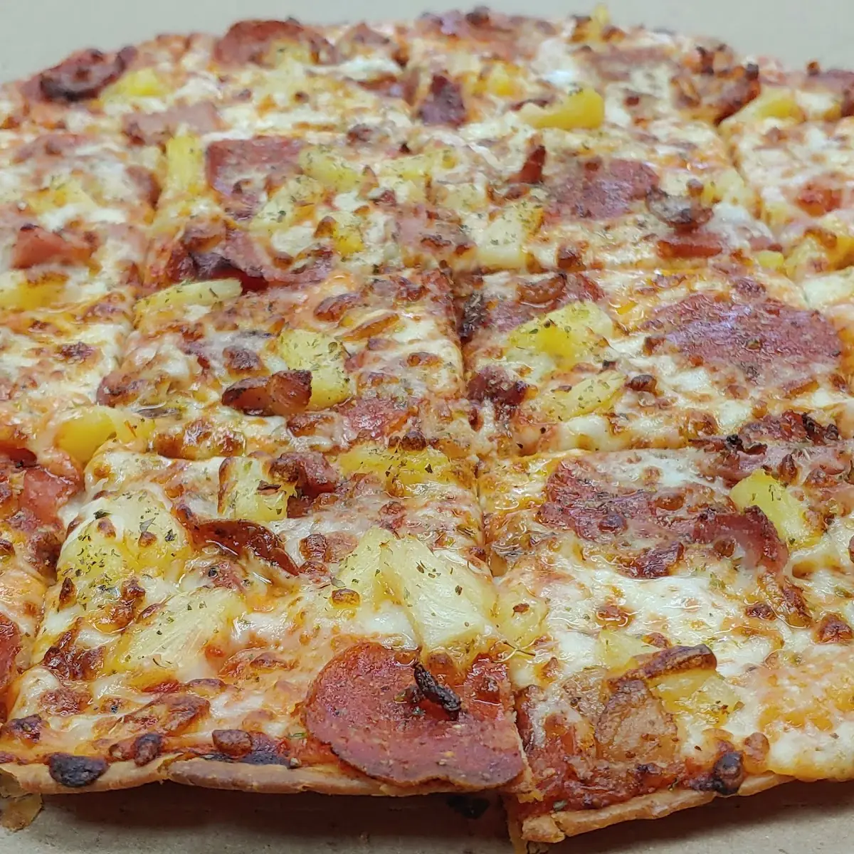 Pepperoni Bacon Pineapple Thin Crust