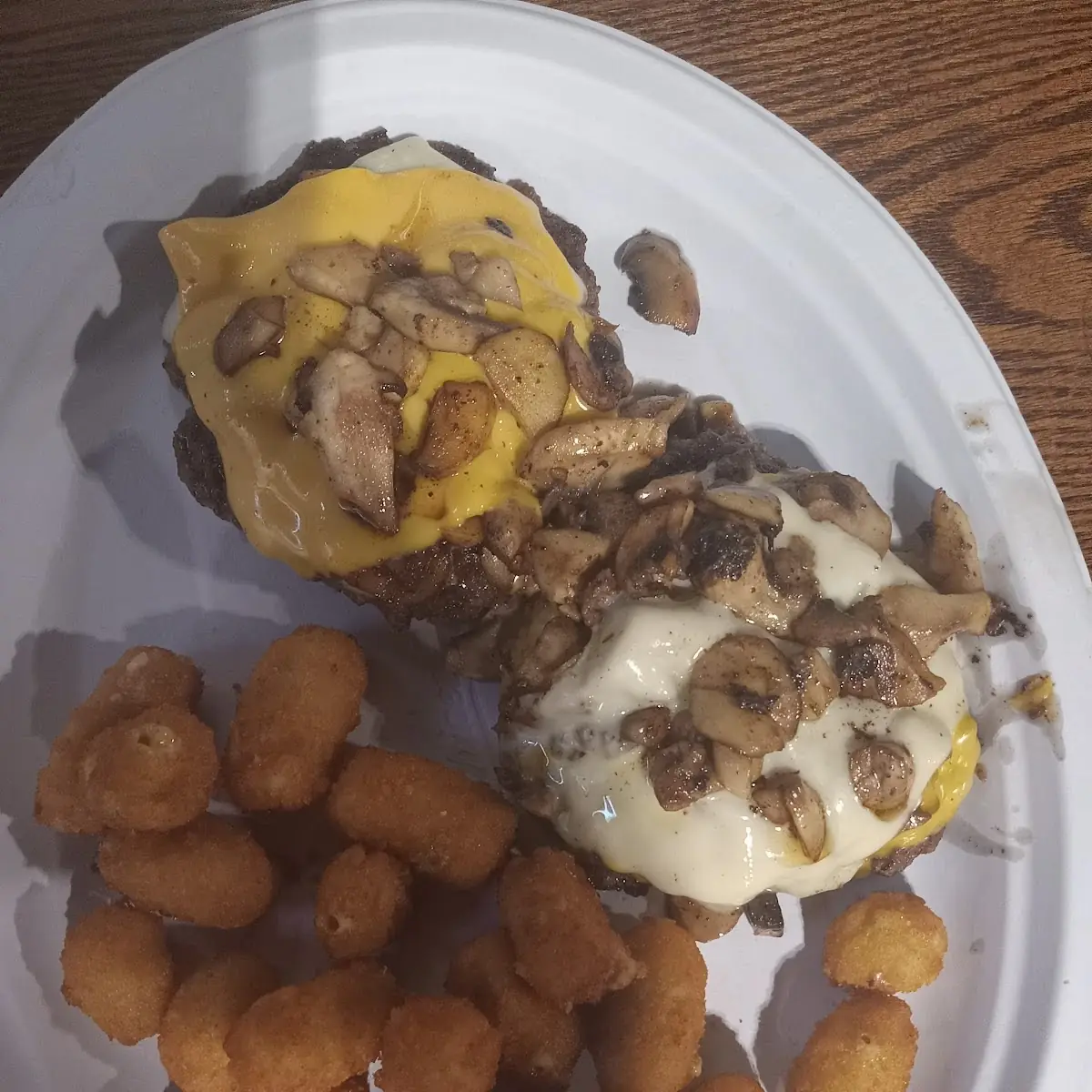 Double Mushroom Burger Extra Cheese and Gigis Teasers