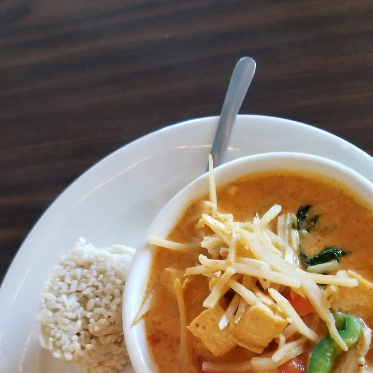 Red Curry Lunch Special with Brown Rice and Spring Roll