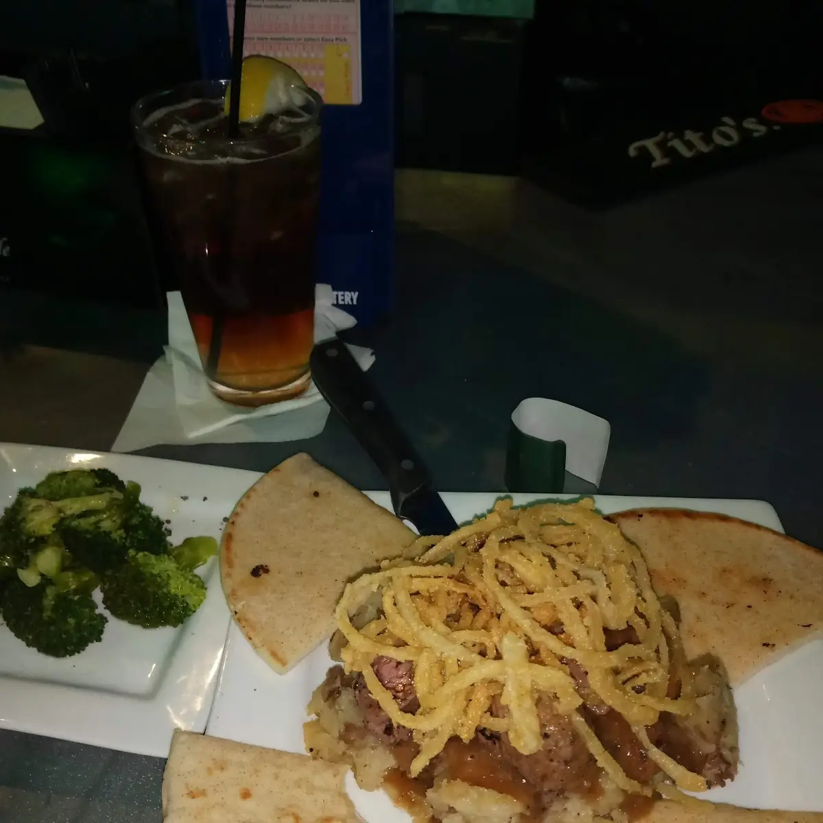 Steak Bites Mashed Potatoes and a Side of Broccoli