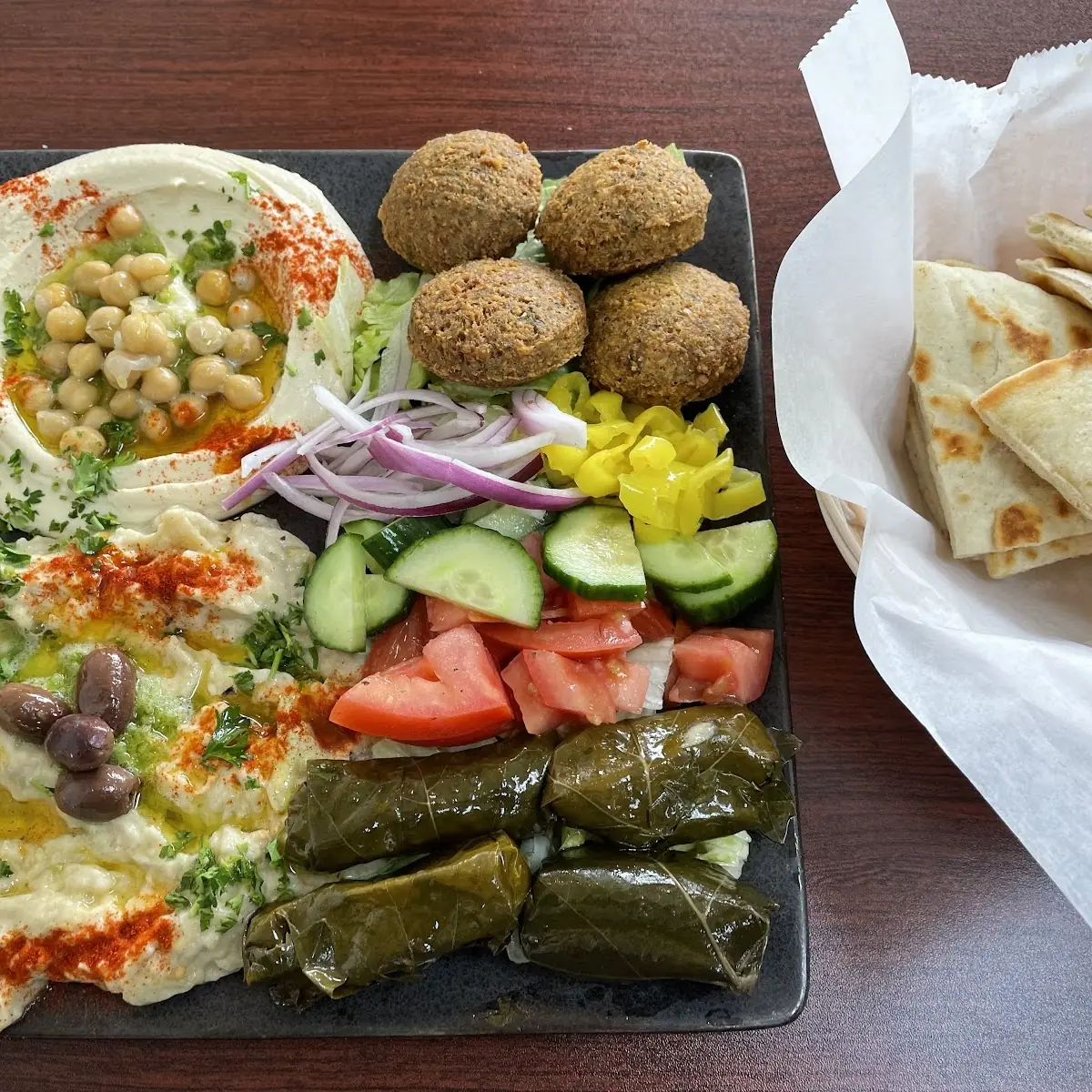 Hummus topped with Gyro