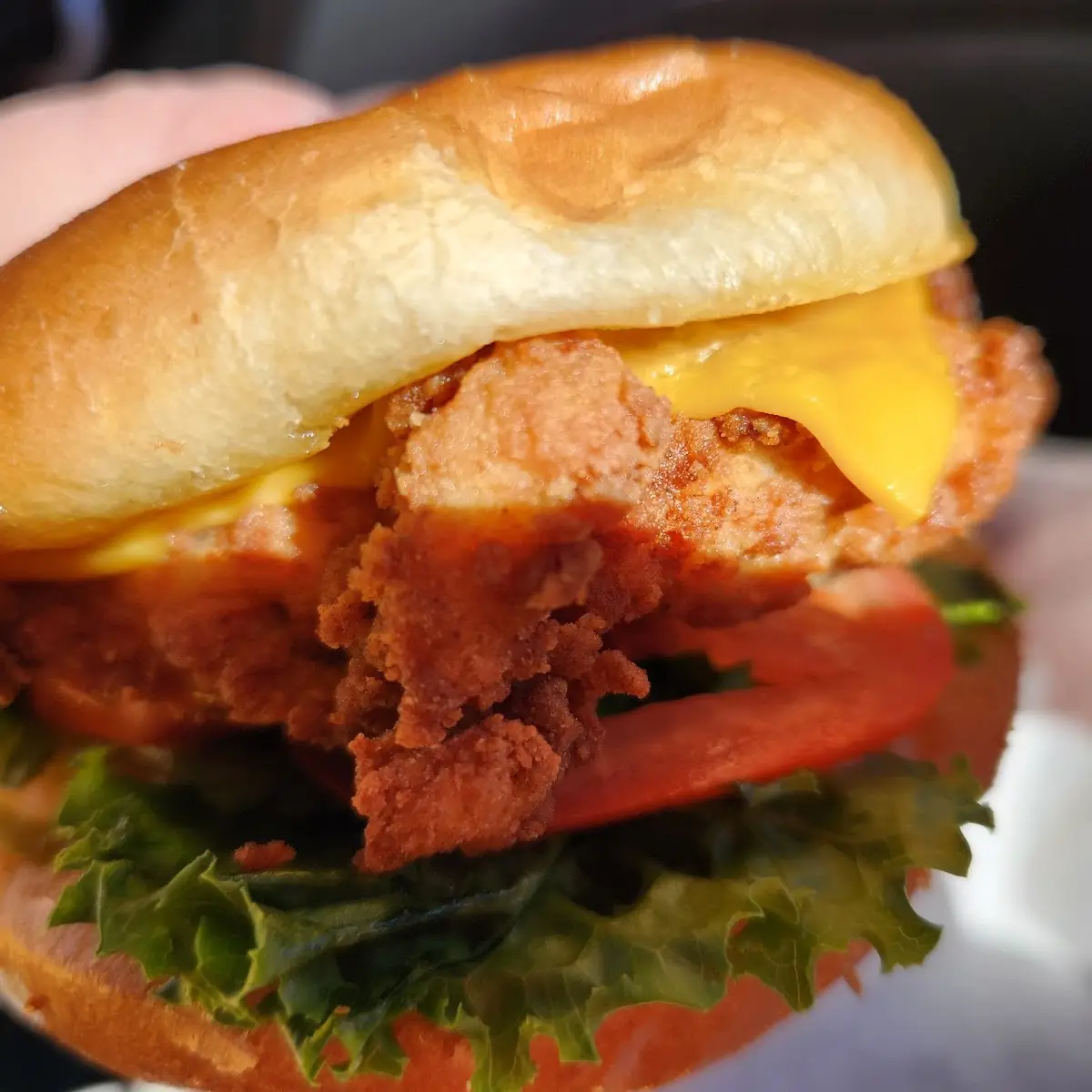 Crispy Chicken with Lettuce Tomato and Pickle