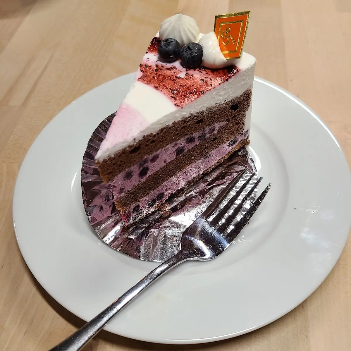 Chocolate Blueberry Cake Slice