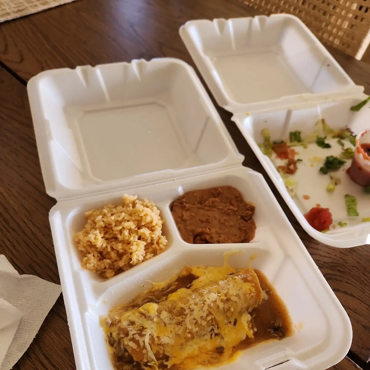 Beef Enchilada with Rice and Beans