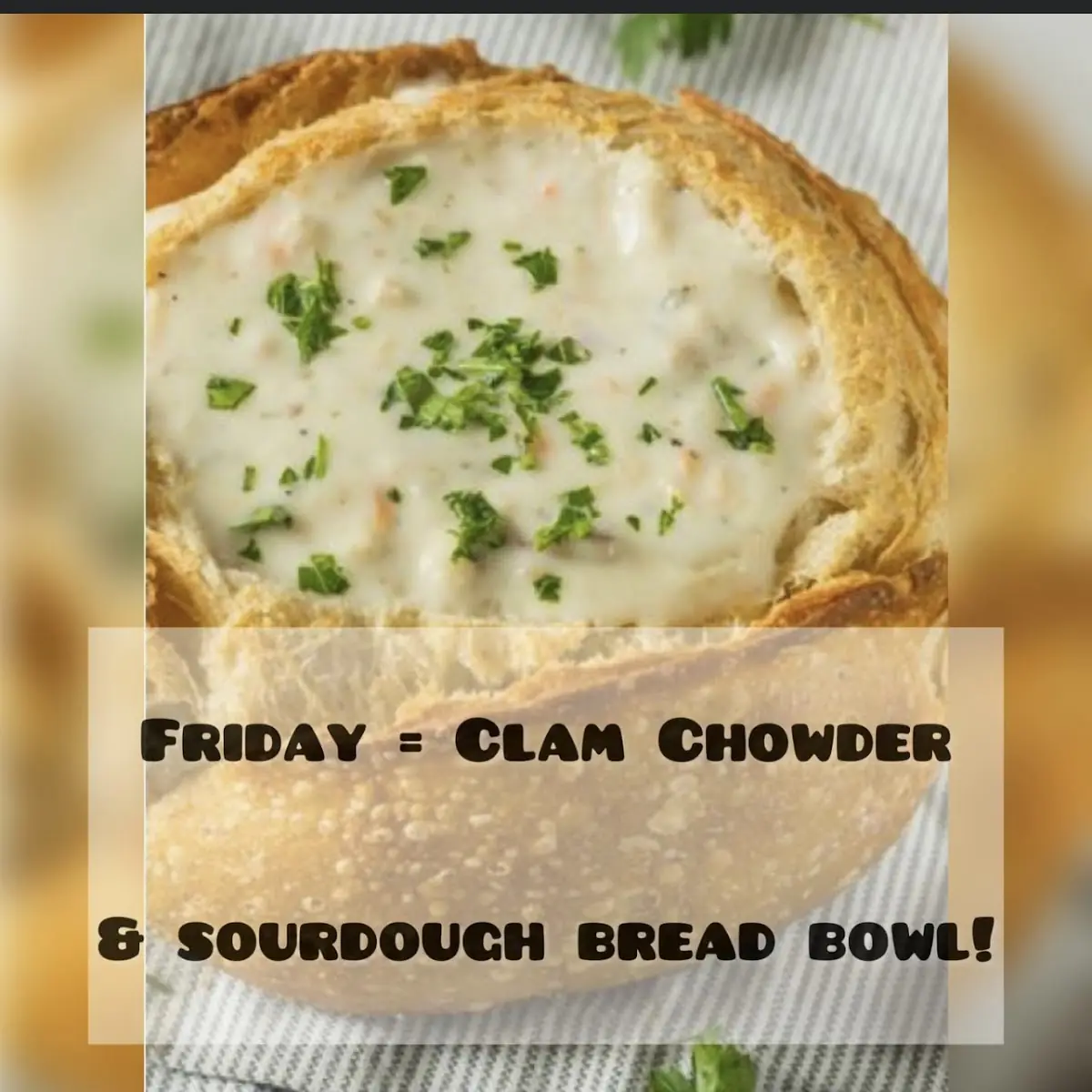 Clam Chowder in Sourdough Bread Bowl